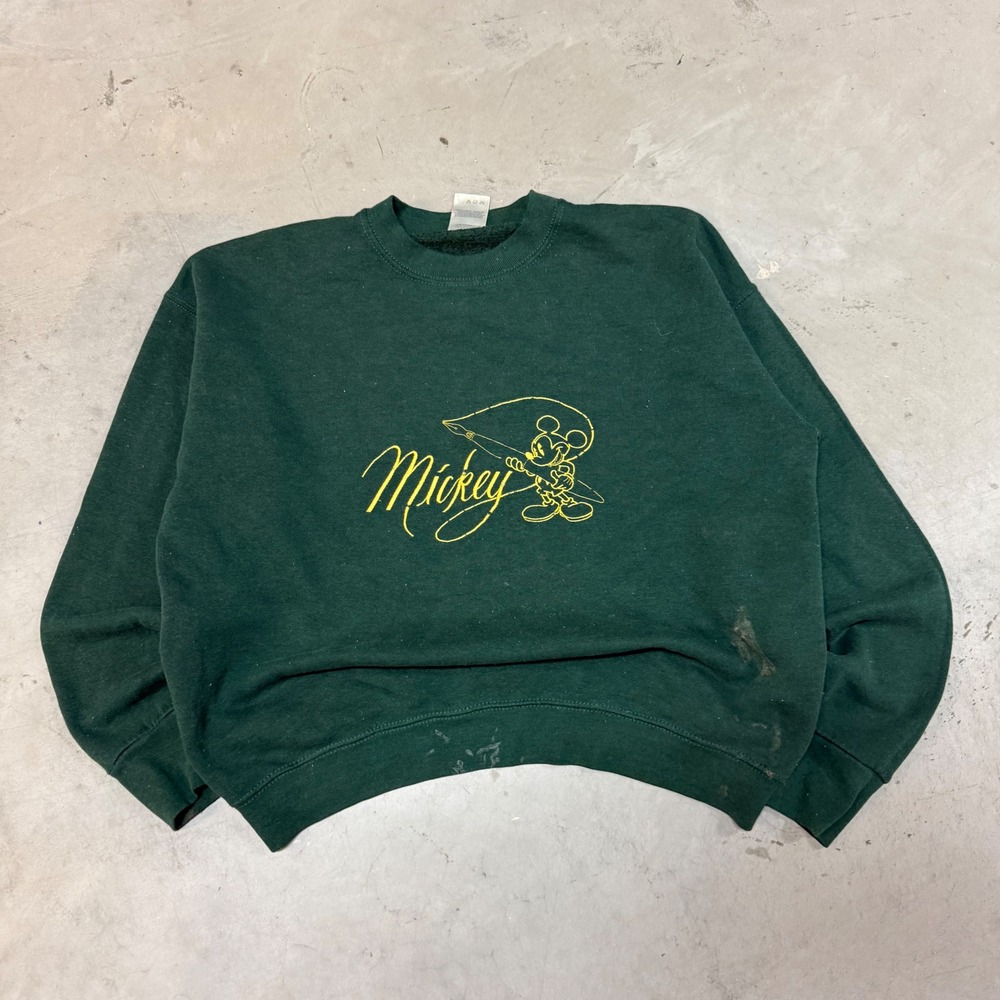 Vintage 90s Green Mickey Mouse Crewneck Sweatshirt